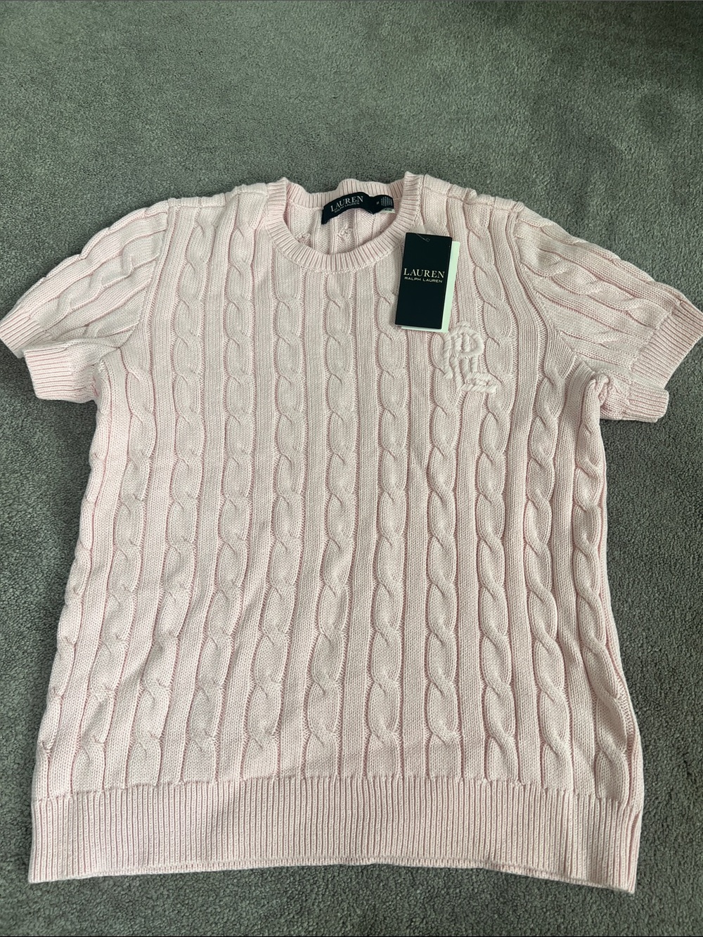 Lauren Ralph Lauren Light Pink Cable-Knit Crewneck Sweater